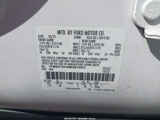 2021 FORD EXPLORER XLT 9