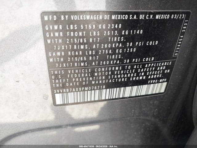 2023 VOLKSWAGEN TIGUAN 2.0T S 9