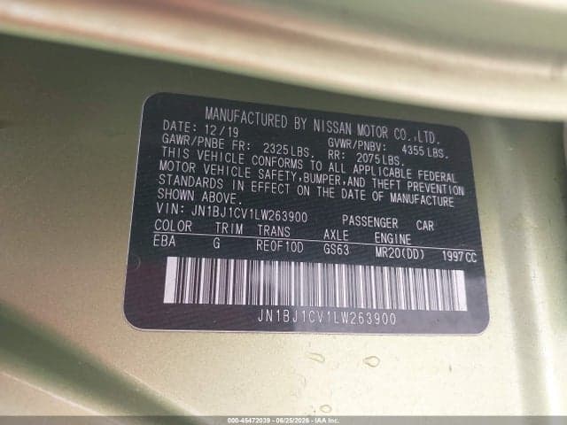 2020 NISSAN ROGUE SPORT S FWD XTRONIC CVT 9