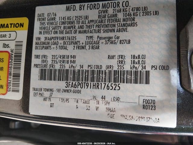 2017 FORD FUSION SE 9