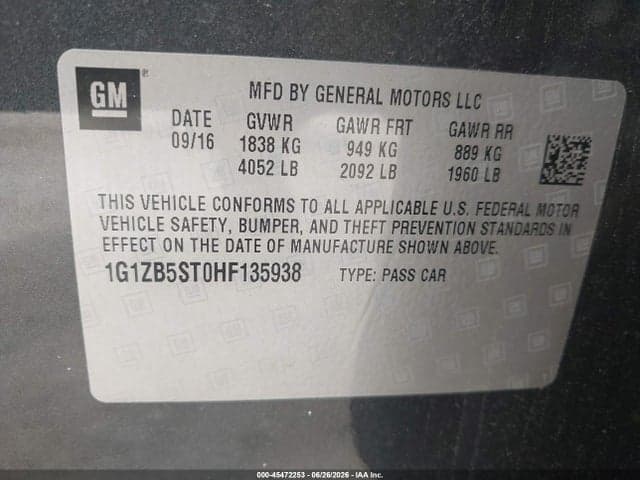 2017 CHEVROLET MALIBU LS 9