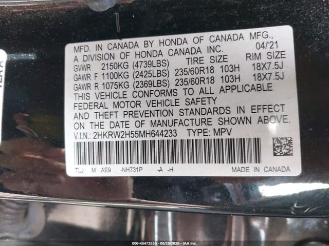 2021 HONDA CR-V AWD EX 9
