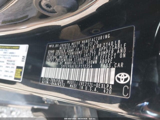 2020 TOYOTA COROLLA LE 9