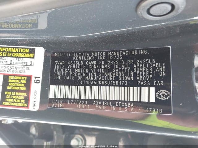 2025 TOYOTA CAMRY LE 9