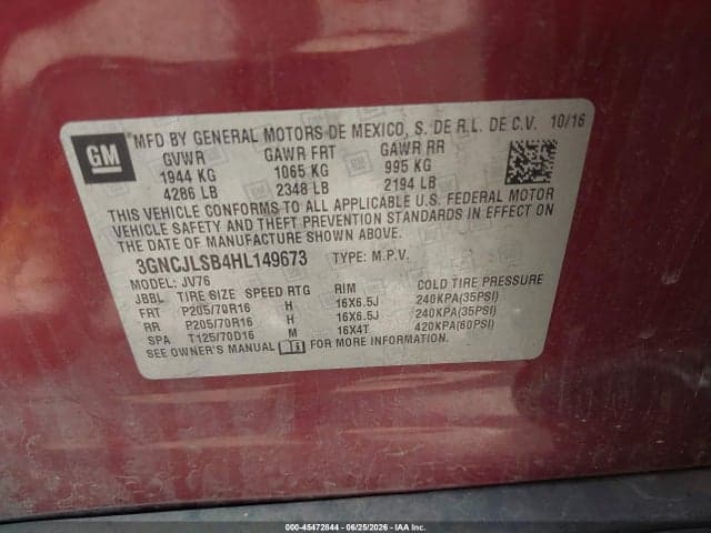 2017 CHEVROLET TRAX LT 9