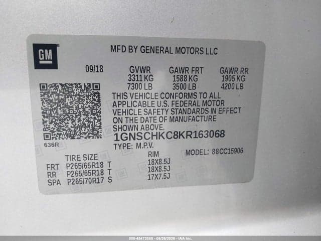 2019 CHEVROLET SUBURBAN LT 9