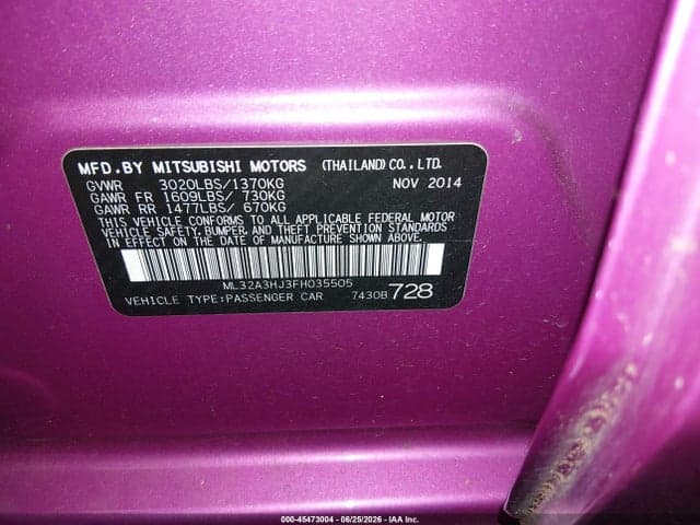 2015 MITSUBISHI MIRAGE DE 9