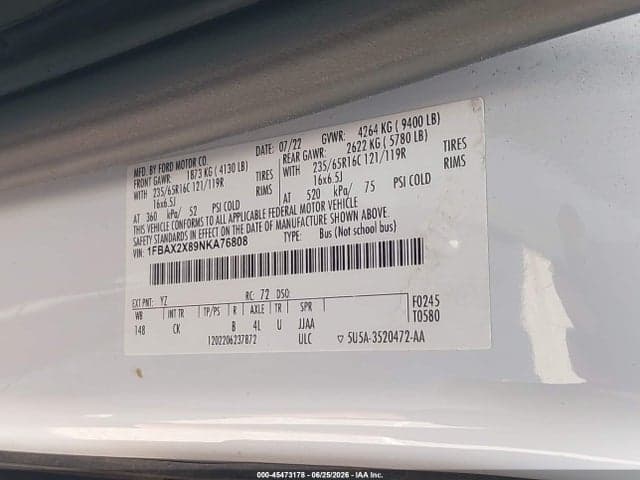 2022 FORD TRANSIT-350 PASSENGER VAN XL/XLT 9