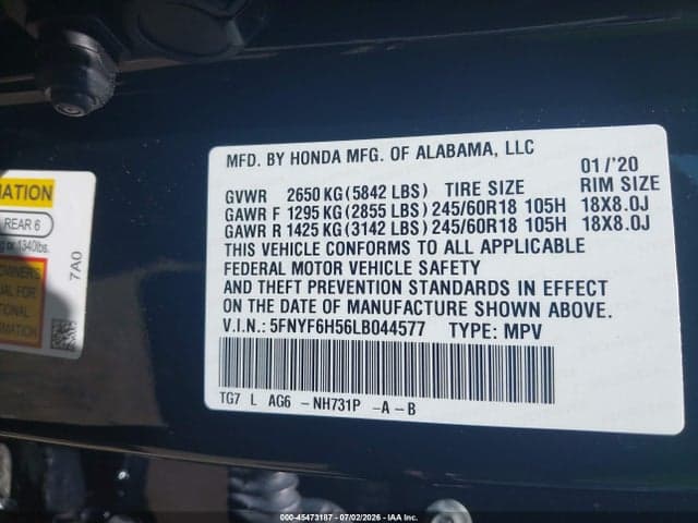 2020 HONDA PILOT AWD EX-L 9