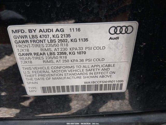 2017 AUDI Q3 2.0T PREMIUM 9