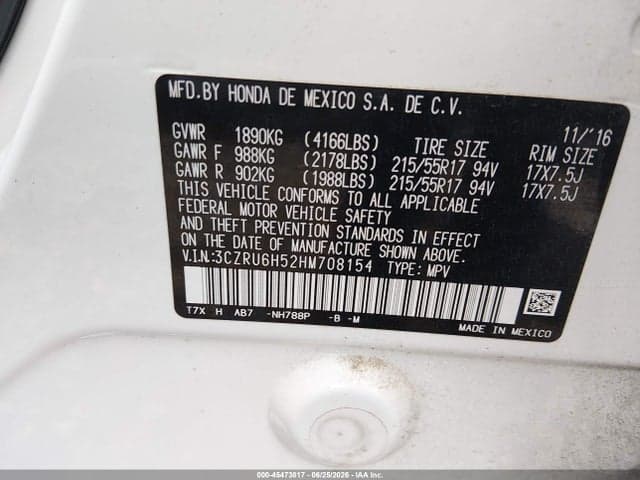 2017 HONDA HR-V EX 9