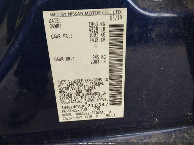 2019 NISSAN ALTIMA 2.5 SR 9
