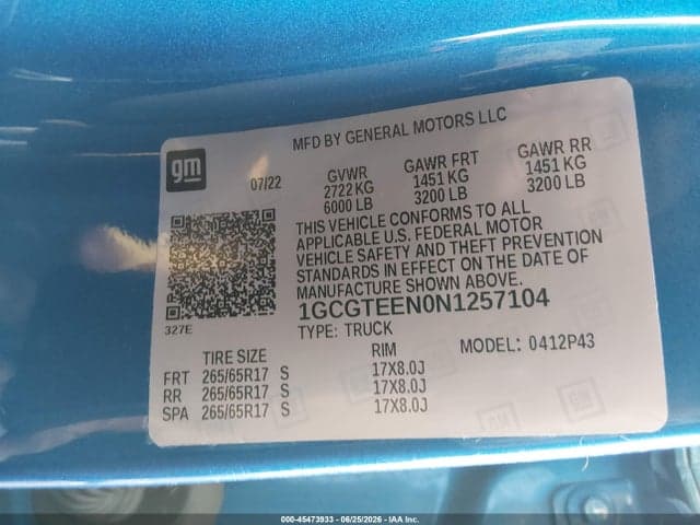 2022 CHEVROLET COLORADO 4WD SHORT BOX ZR2 9