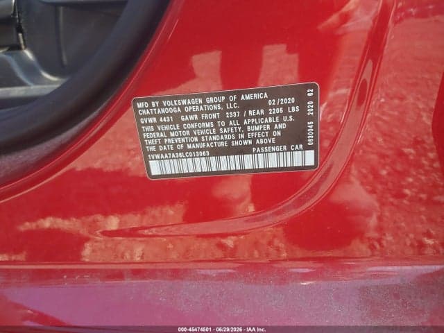 2020 VOLKSWAGEN PASSAT 2.0T S 9
