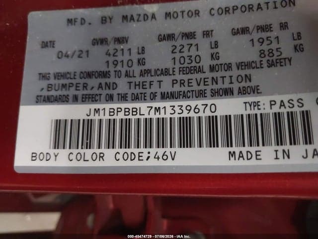 2021 MAZDA MAZDA3 SELECT 9