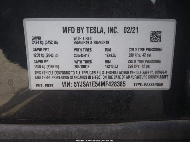 2021 TESLA MODEL S LONG RANGE DUAL MOTOR ALL-WHEEL DRIVE 9