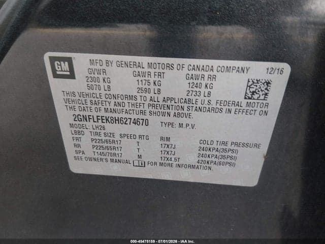 2017 CHEVROLET EQUINOX LT 9