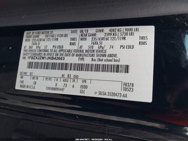 2018 FORD TRANSIT-350 XL/XLT 9