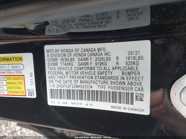 2022 HONDA CIVIC LX 9