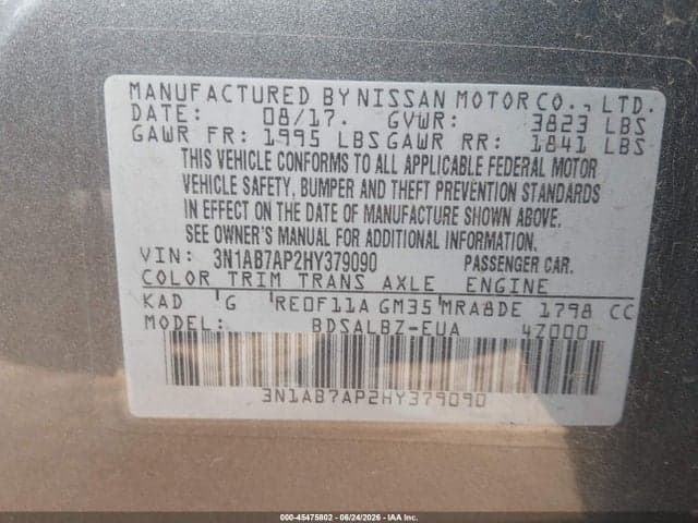2017 NISSAN SENTRA S 9