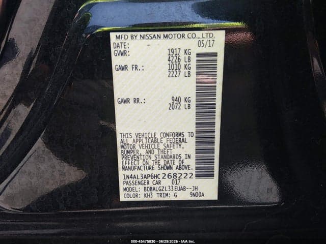 2017 NISSAN ALTIMA 2.5 S 9