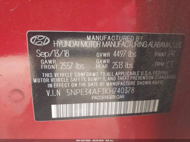 2019 HYUNDAI SONATA SPORT 9