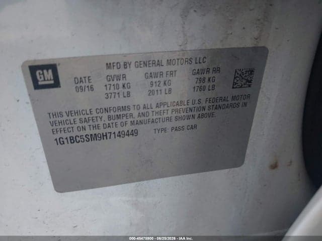 2017 CHEVROLET CRUZE LS AUTO 9