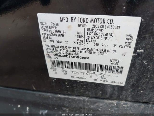 2018 FORD EXPLORER XLT 9
