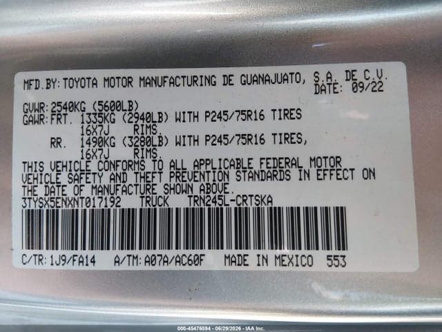 2022 TOYOTA TACOMA SR 9