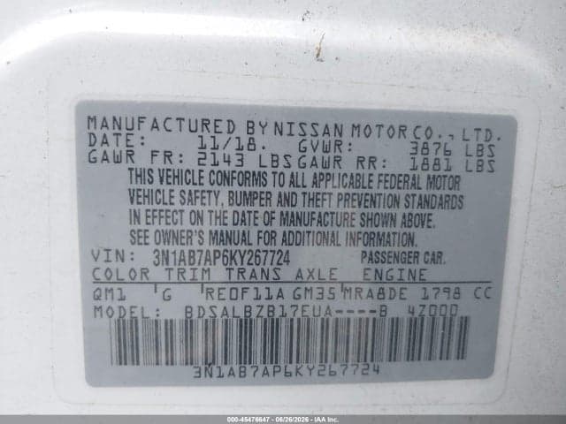 2019 NISSAN SENTRA S 9