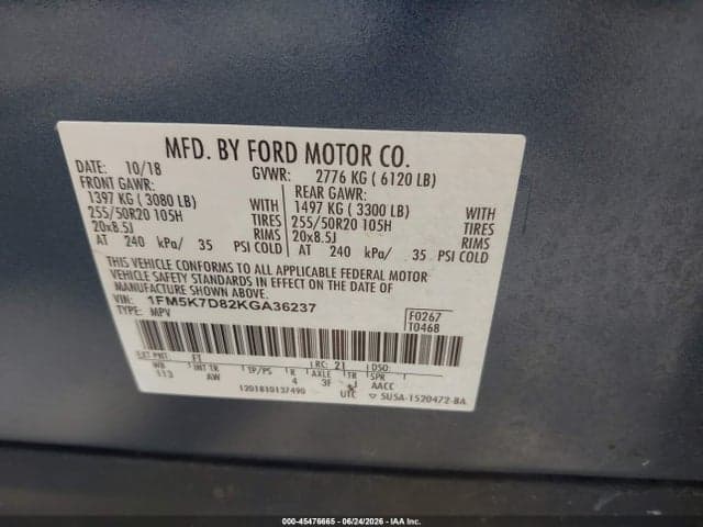 2019 FORD EXPLORER XLT 9