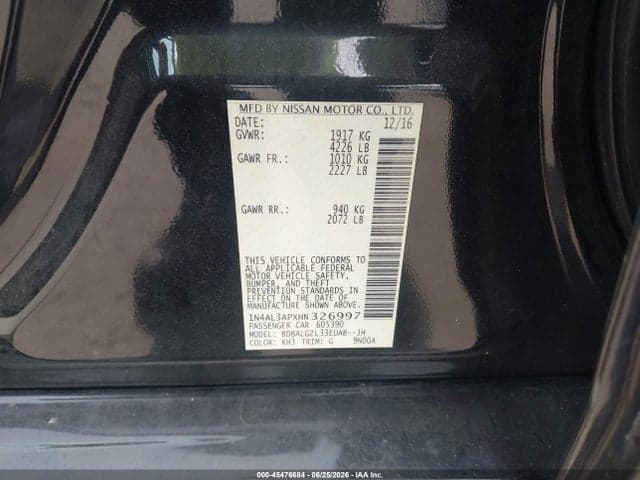 2017 NISSAN ALTIMA 2.5 S 9