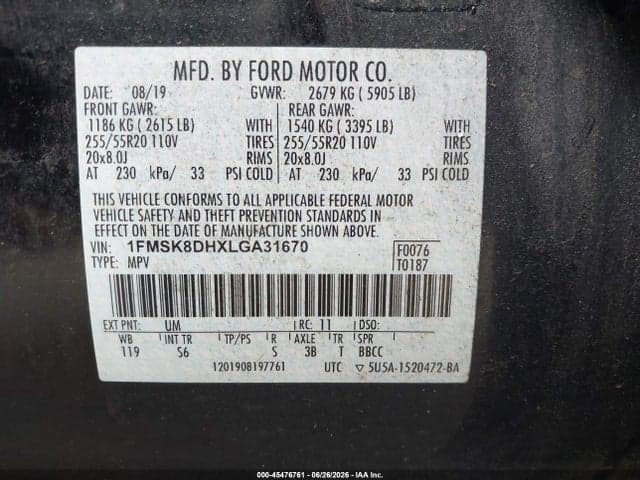 2020 FORD EXPLORER XLT 9