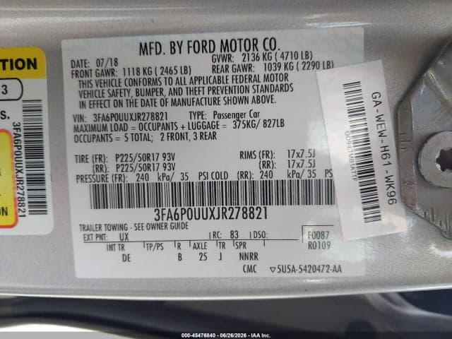 2018 FORD FUSION HYBRID S 9
