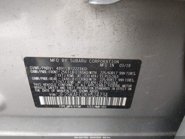 2019 SUBARU FORESTER PREMIUM 9