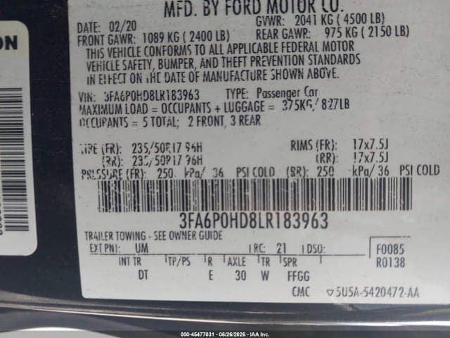 2020 FORD FUSION SE 9