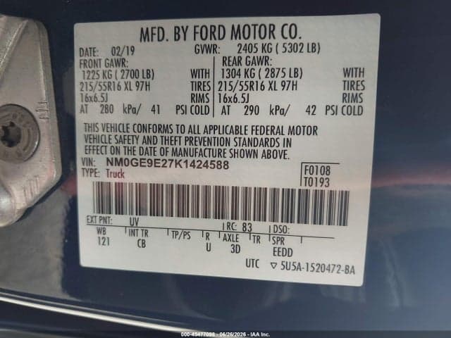 2019 FORD TRANSIT CONNECT XL 9