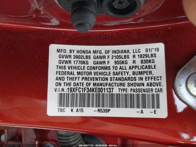 2019 HONDA CIVIC EX 9