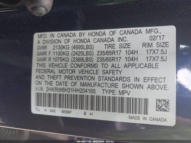 2017 HONDA CR-V LX 9