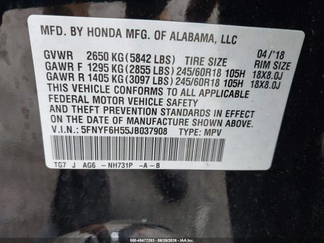 2018 HONDA PILOT EX-L 9