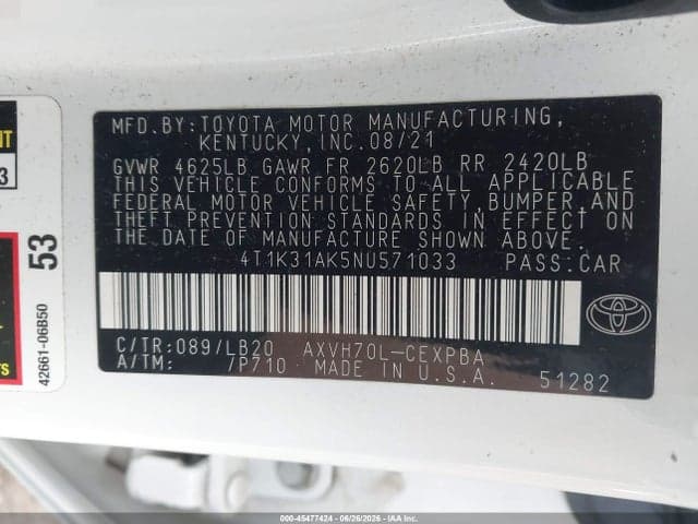 2022 TOYOTA CAMRY XSE HYBRID 9