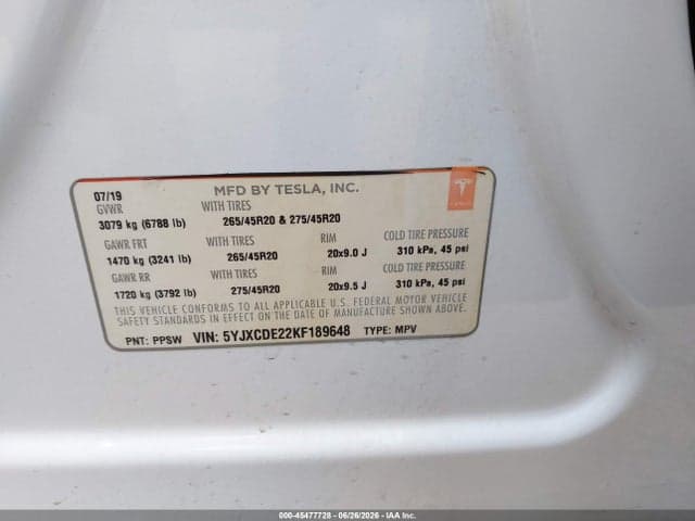 2019 TESLA MODEL X 100D/75D/LONG RANGE/STANDARD RANGE 9