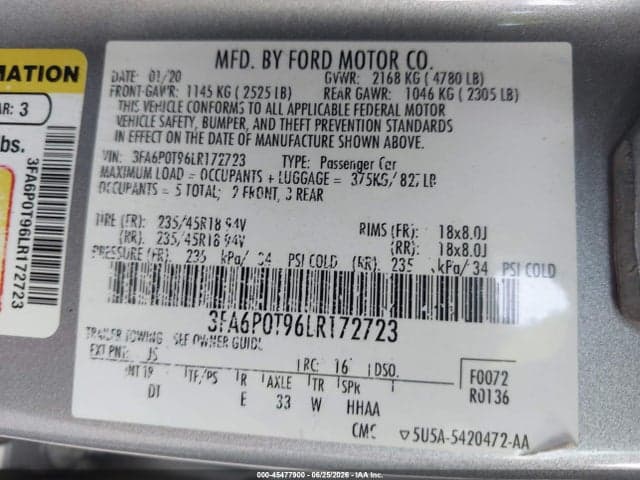 2020 FORD FUSION SE 9