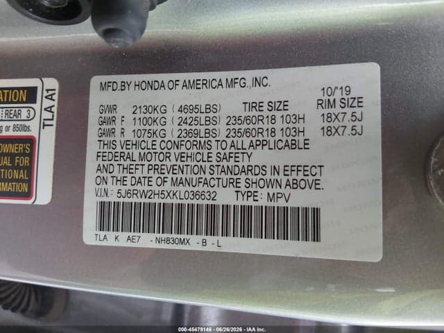 2019 HONDA CR-V EX 9