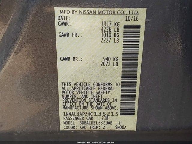 2017 NISSAN ALTIMA 2.5 SR 9
