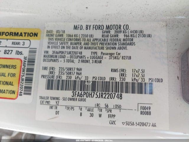 2018 FORD FUSION SE 9