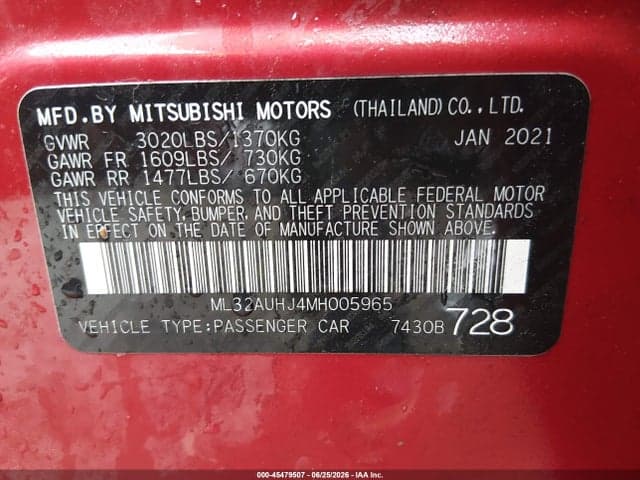 2021 MITSUBISHI MIRAGE CARBONITE 9