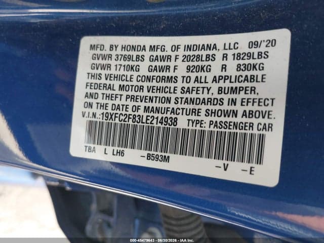 2020 HONDA CIVIC SPORT 9