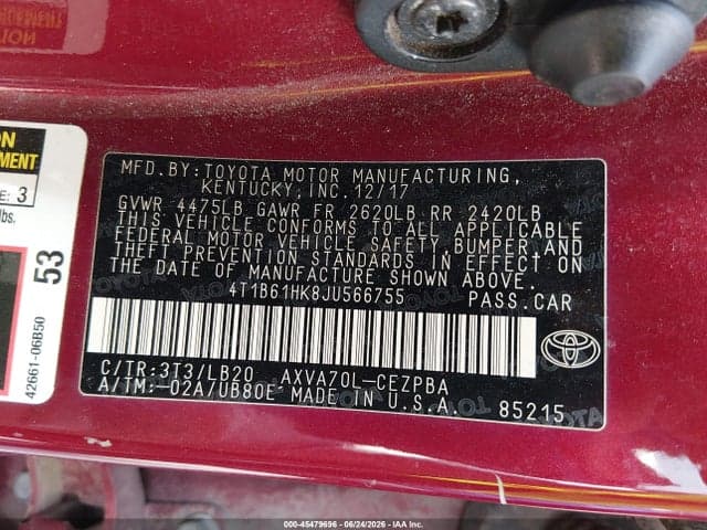 2018 TOYOTA CAMRY XSE 9