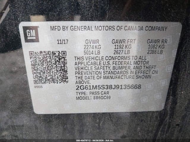 2018 CADILLAC XTS LUXURY 9